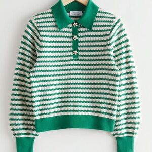 & Other Stories Sweater with Flower Button Detail